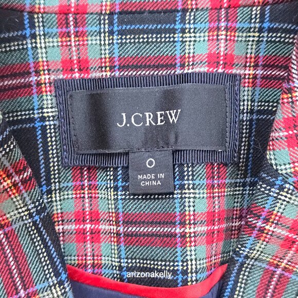 NWOT J. Crew Shrunken Blazer in Black Stewart Tartan Plaid Wool Blend 0 - Picture 4 of 16
